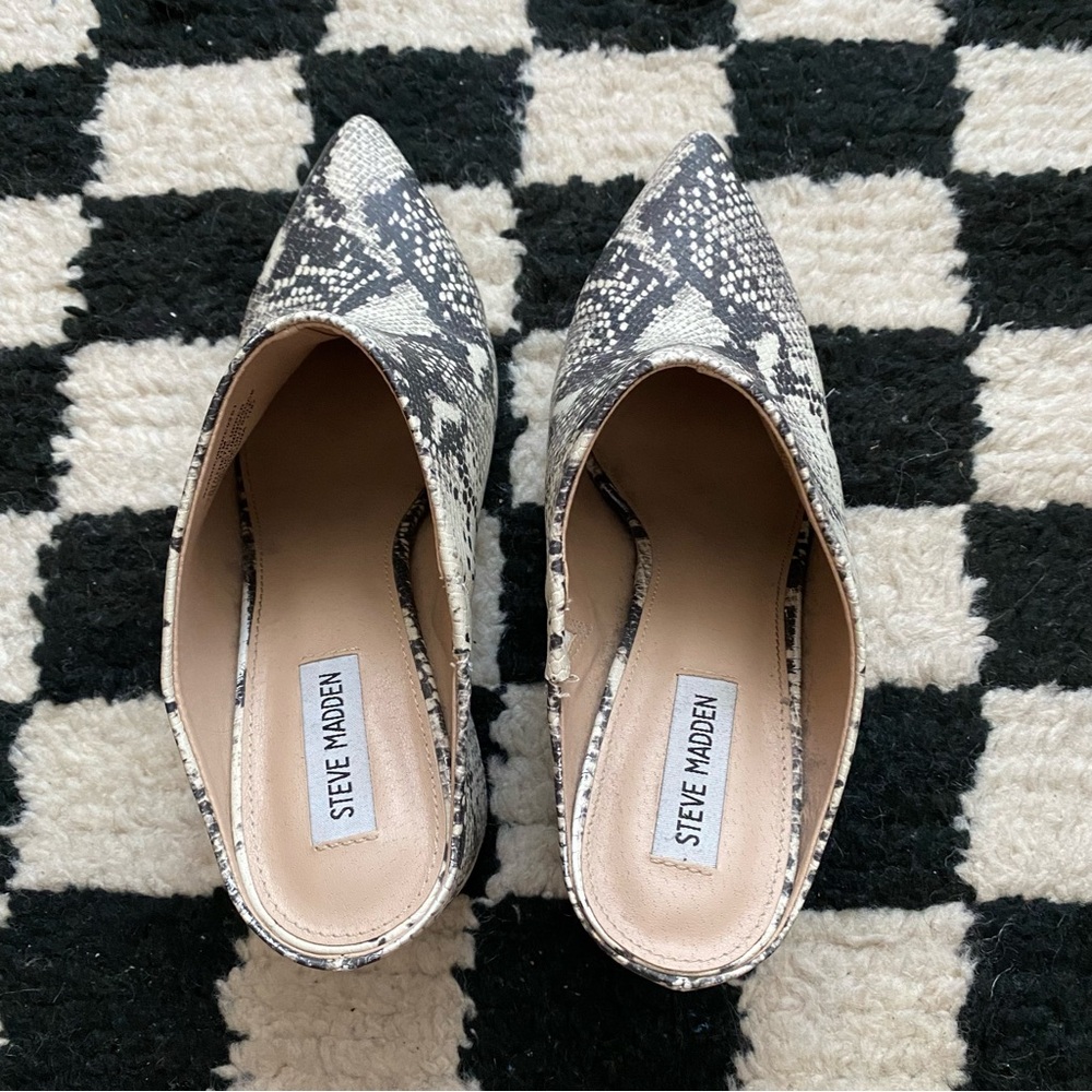 Steve Madden Snake Print Pointed Toe Heeled Mules - image 4